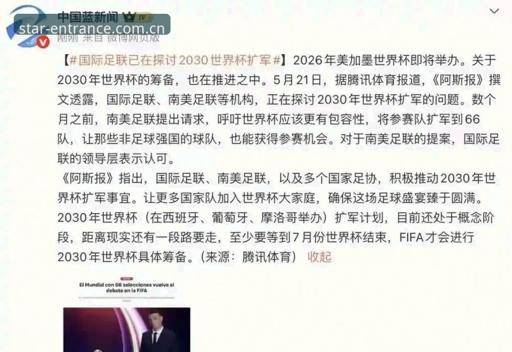 关注世界杯扩军最新动态：2030年参赛队伍或达66队，星空体育平台解析中国男足机遇
